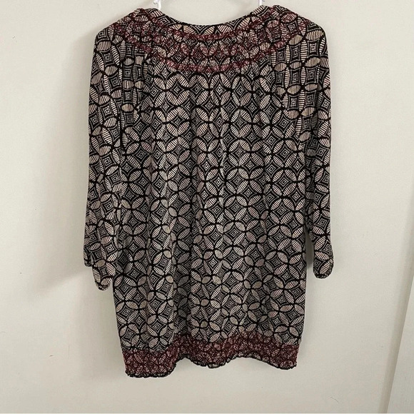Lucky Brand Blouse Women’s 1X Geometric print 3/4 sleeves Pullover Boho Peasant - Picture 5 of 5